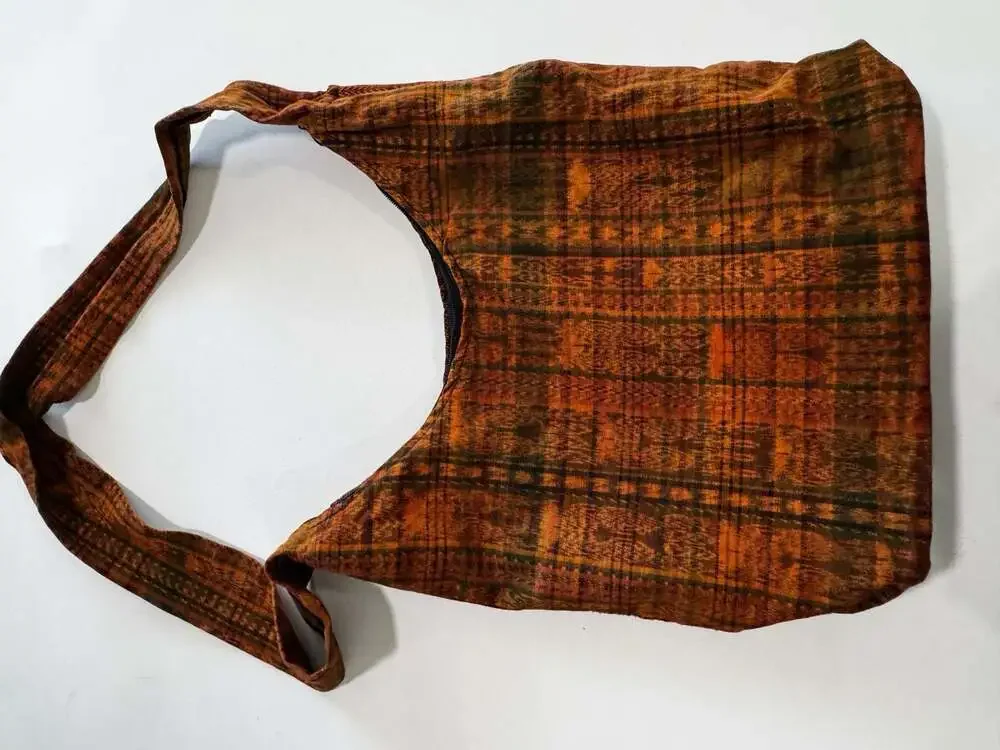 Artisan Handmade Boho Embroidered Hobo Shoulder Bag with Tribal Woven Details